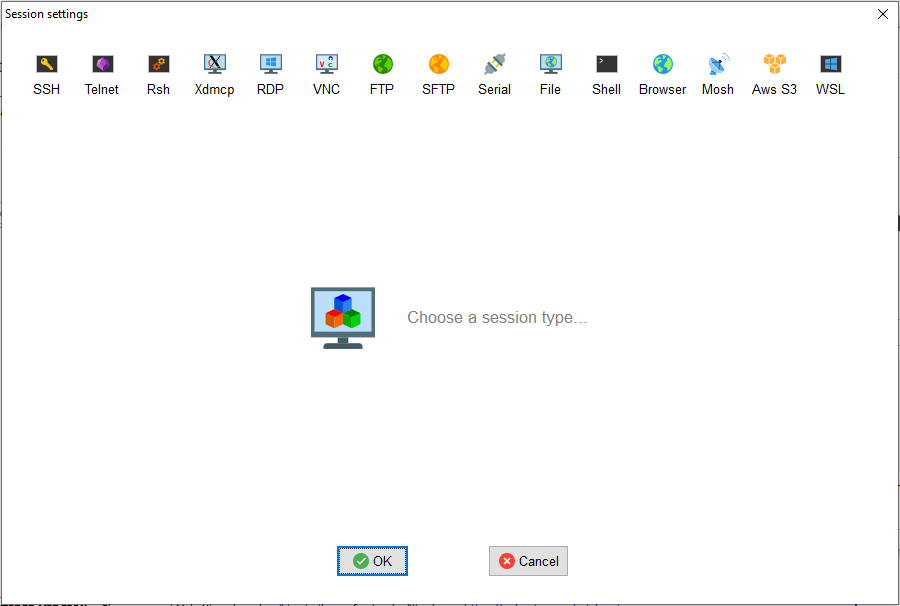 MobaXTerm Sessions screen
